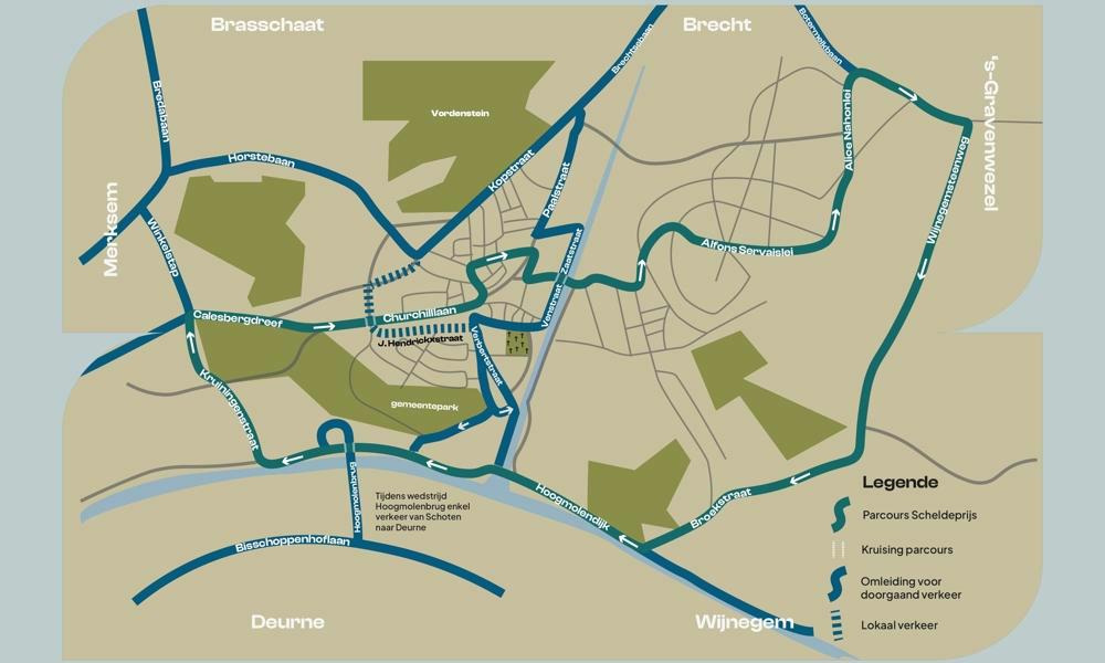 OMLEIDINGEN DOORGAAND VERKEER - de aanbevolen routes in blauwe kleur